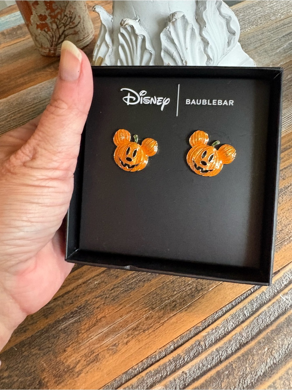 Disney Mickey Pumpkin Halloween Bundle Loungefly Wallet BaubleBar Earrings Tee - Picture 8 of 12